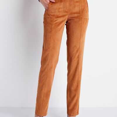 Straight pants with elasticated waist and milleraies velvet