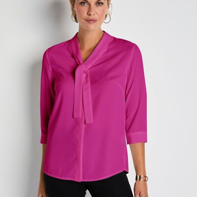 Buttoned tunic with lavaliere