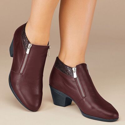 Comfort width double zip leather boots