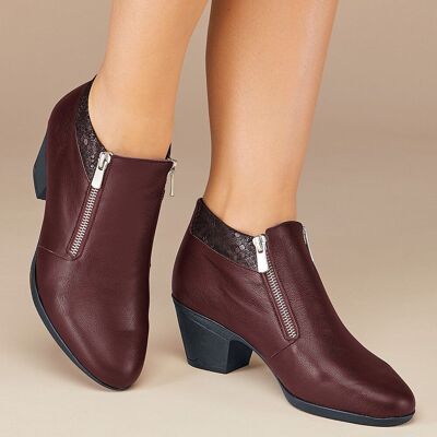 Botas anchas confort de piel con doble cremallera