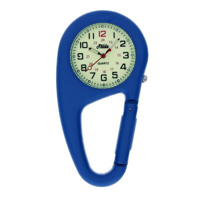 Relda Blue Metal Clip on Carabiner FOB Watch Green Luminous Dial Ideal For Doctors Nurses REL142