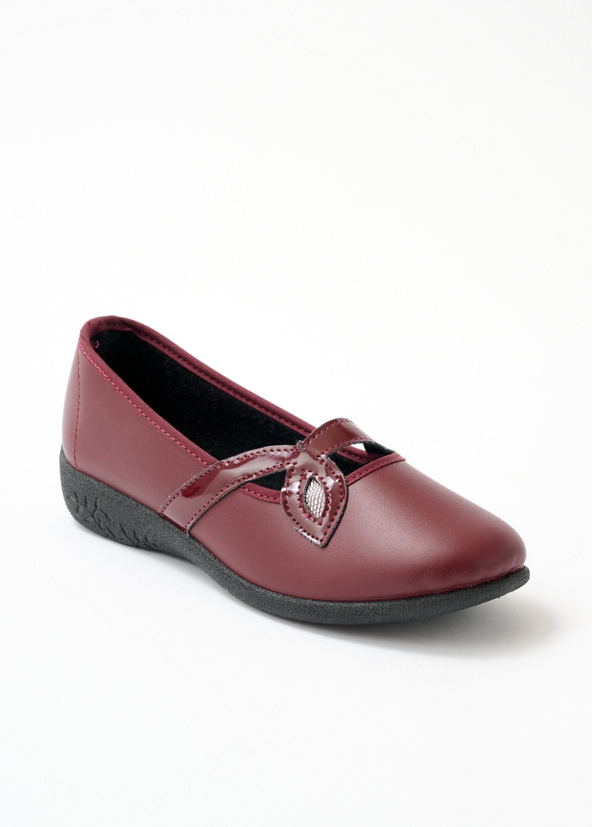 Comfort wide leather crossed ballerinas