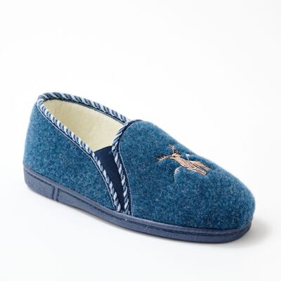 Mixed wide embroidered moccasin slipper