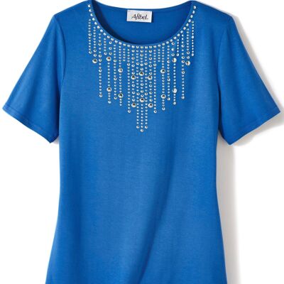 Studded cropped short-sleeved t-shirt