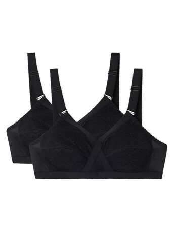 Soutien-gorge sans armatures croisé - lot de 2 - Noir 4