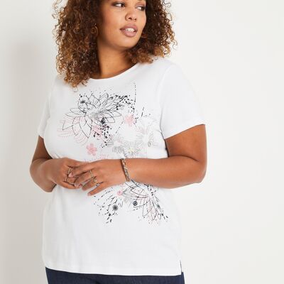 Langes T-Shirt mit Blumenmuster