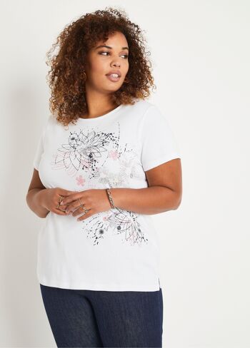 T-shirt long motif fleuri 1