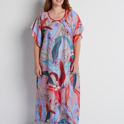 Long satin patterned hostess dress