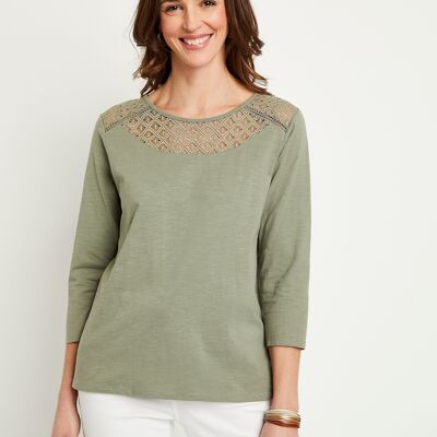 3/4 sleeve lace t-shirt
