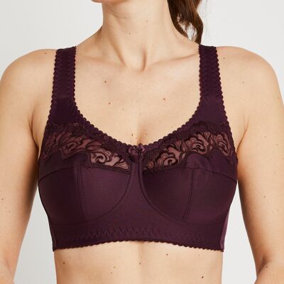 Embroidered tulle underwired bra - PLUM