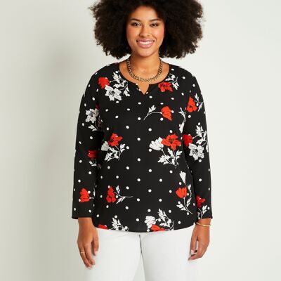 Short straight floral tunic