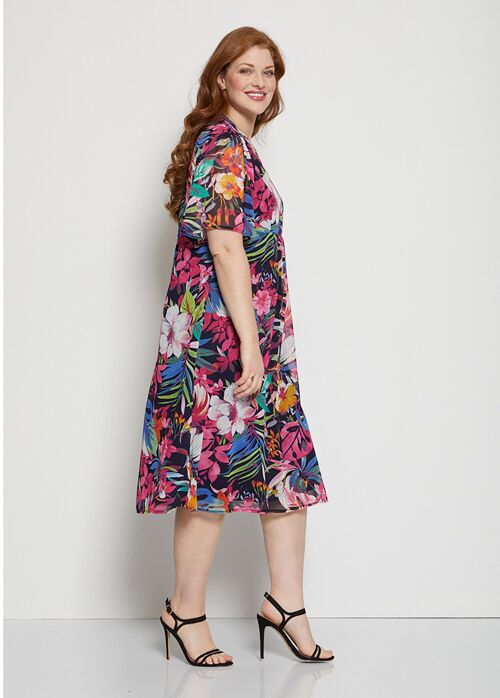 Robe courte évasée imprimé floral