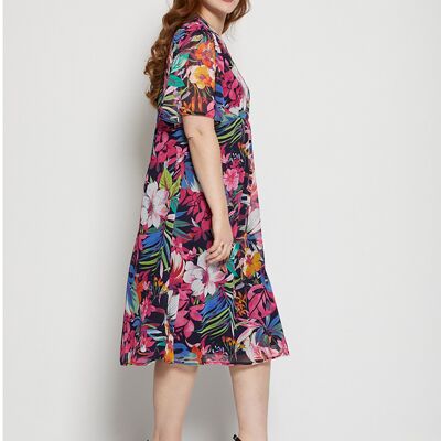 Short flared floral print dress