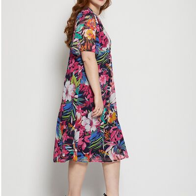 Robe courte évasée imprimé floral