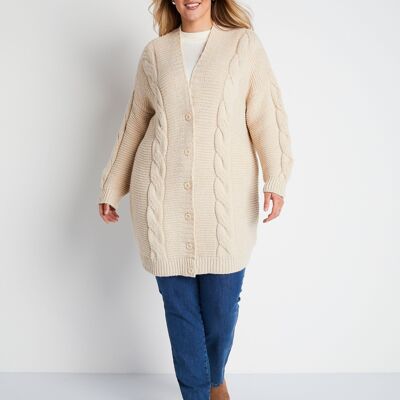 Long buttoned vest in fancy knit