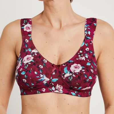 Printed cotton bra without underwire