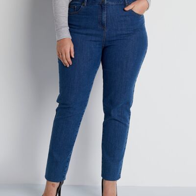 Jeans 5 tasche con cintura in cotone stretch