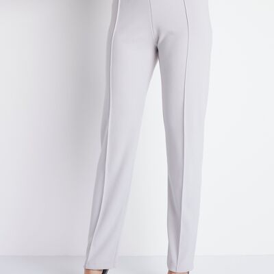 Straight pants with elasticated waist and ribbed knit