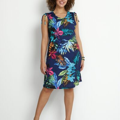 Tropical print short tank dress