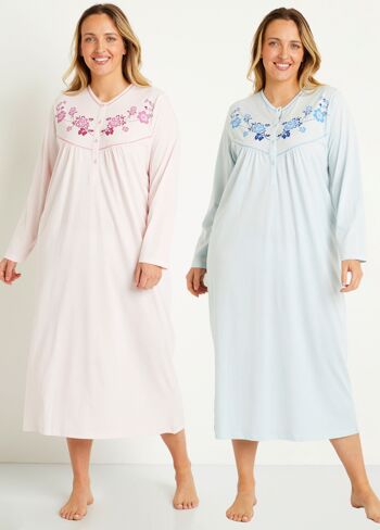 Chemise de nuit longue coton - lot de 2 1