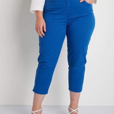 Cropped trousers with elasticated belt and 5 pockets