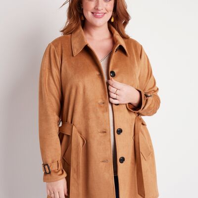 Short suede fabric coat