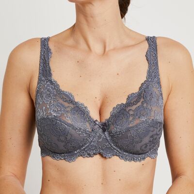 Reggiseno in pizzo con ferretto - GRIGIO