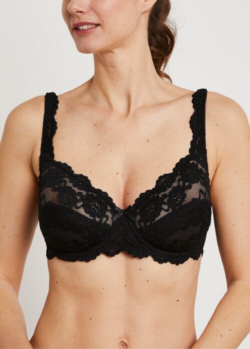 Soutien-gorge dentelle avec armatures - NOIR