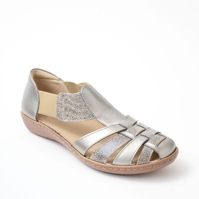 Comfort wide elasticated leather ballet flats