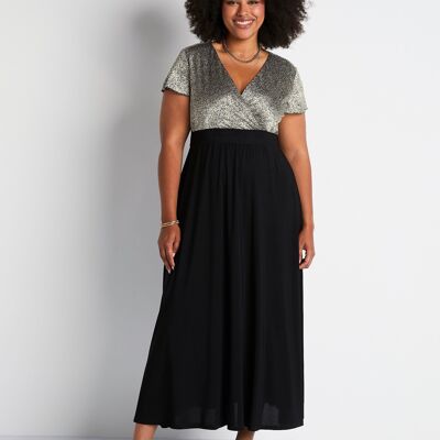 Robe longue cache-coeur bicolore