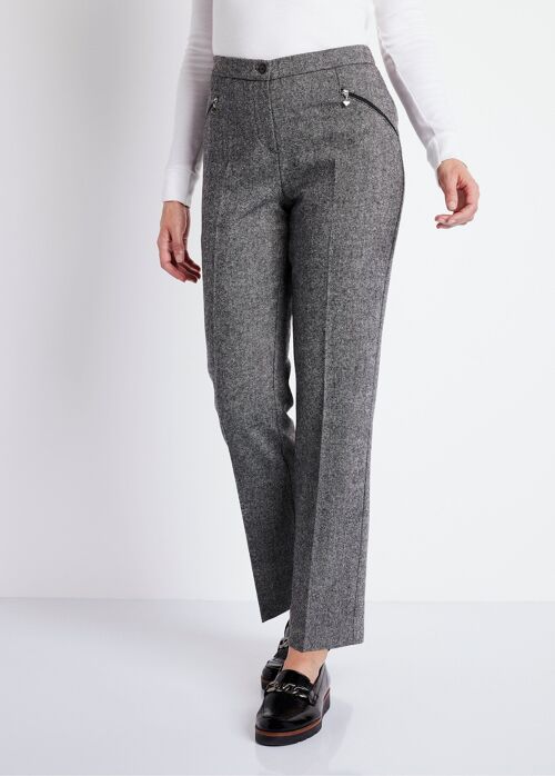 Pantalon droit chevrons ou chiné entrejambe 70 cm