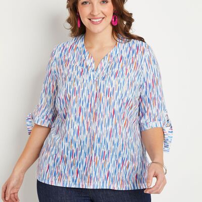 Short-sleeved straight tunic with ties