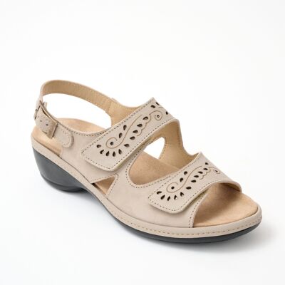 Wide leather sandals with Velcro straps
