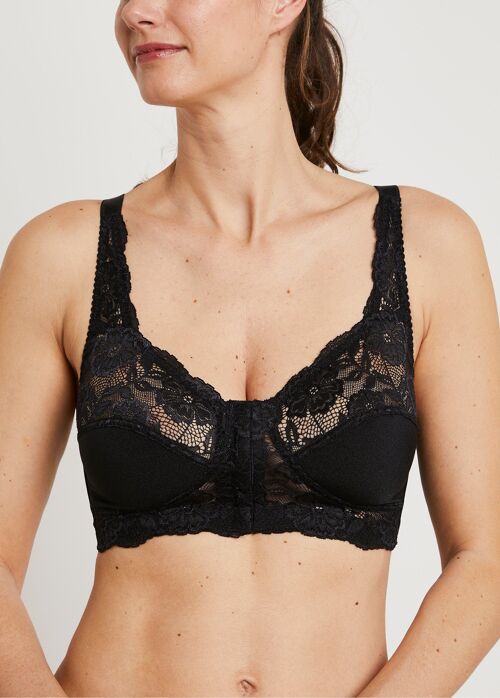 Soutien-gorge sans armatures ouvert devant - NOIR