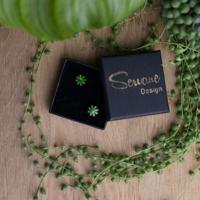 Stud earrings - Flower - Pearly green