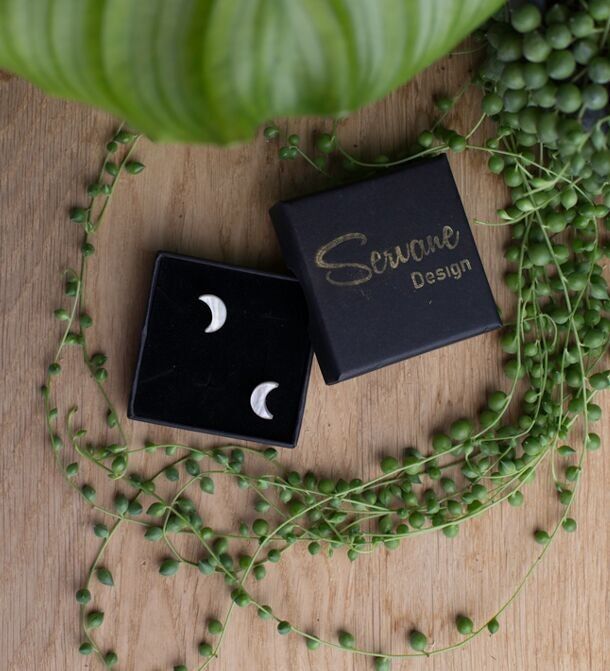 Orecchini a bottone - Luna - Seta perlata