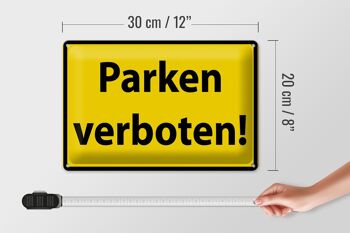 Panneau d'avertissement en tôle 30x20cm, stationnement interdit jaune 4
