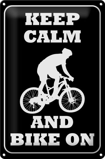 Panneau en étain disant 20x30cm Keep Calm and Bike on 1