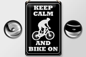 Panneau en étain disant 20x30cm Keep Calm and Bike on 2