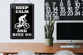 Panneau en étain disant 20x30cm Keep Calm and Bike on 3