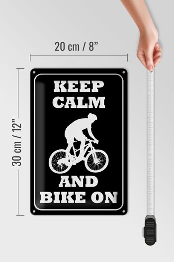 Panneau en étain disant 20x30cm Keep Calm and Bike on 4