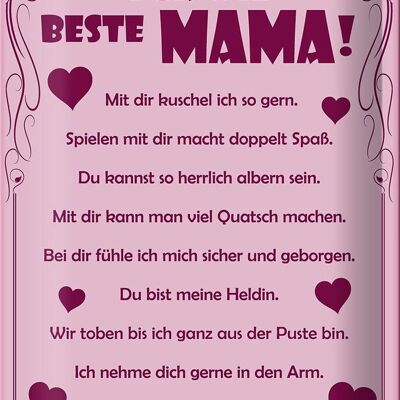 Tin sign saying 20x30cm For the best mom