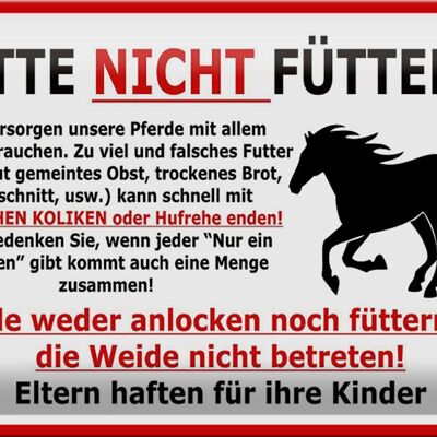 Blechschild Warnschild 30x20cm Pferd Bitte nicht füttern