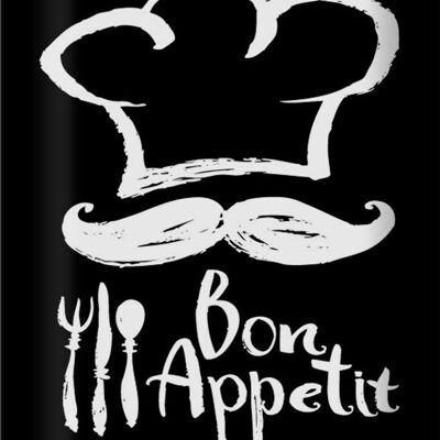 Cartel de chapa comida 20x30cm Bon Appetit Restaurant b/n