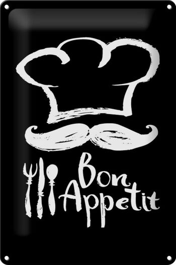 Plaque en tôle alimentaire 20x30cm Bon Appetit Restaurant n/b 1