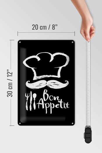Plaque en tôle alimentaire 20x30cm Bon Appetit Restaurant n/b 4