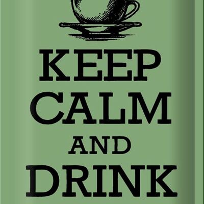 Targa in metallo con scritta "Keep Calm and Drink Tea" 20x30 cm