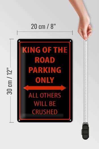 Panneau en étain indiquant 20x30cm Parking King of the Road uniquement 4