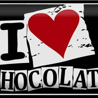 Targa in metallo cioccolato 30x20 cm I Love Chocolate