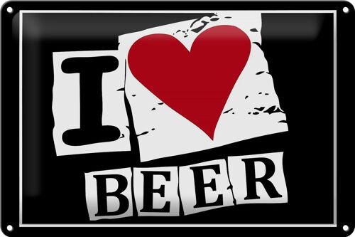 Blechschild 30x20cm Bier I Love Beer